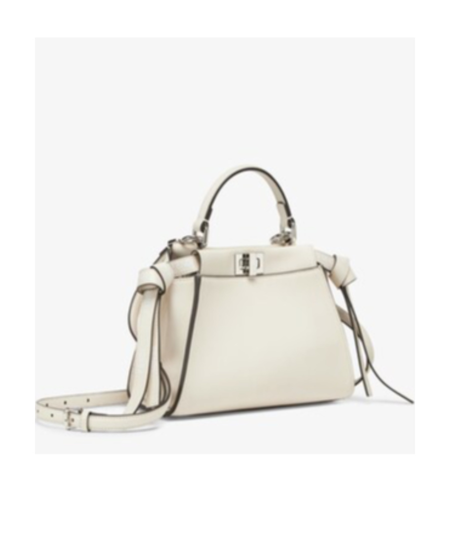 Fendi Mini Peekaboo Leather Bag In White