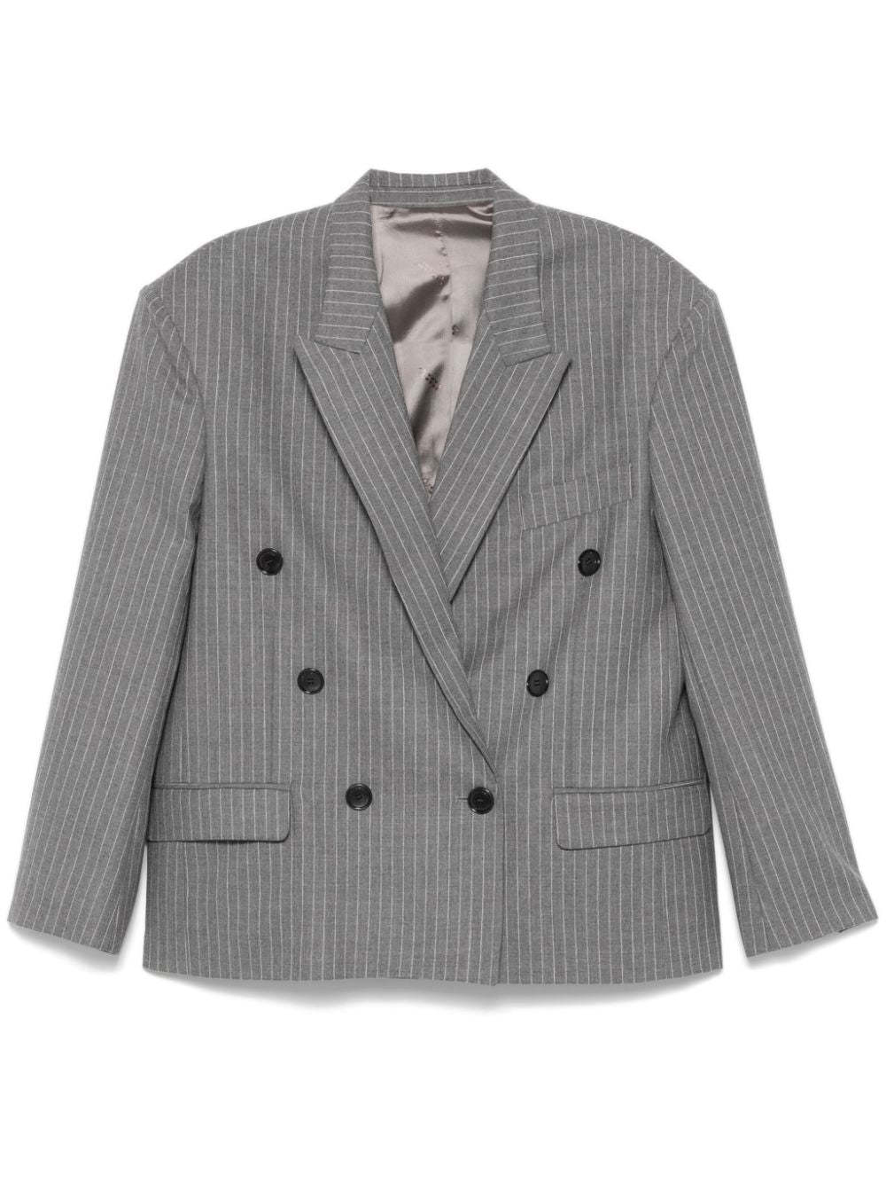 Shop Isabel Marant Klero Double-breasted Blazer In Gray