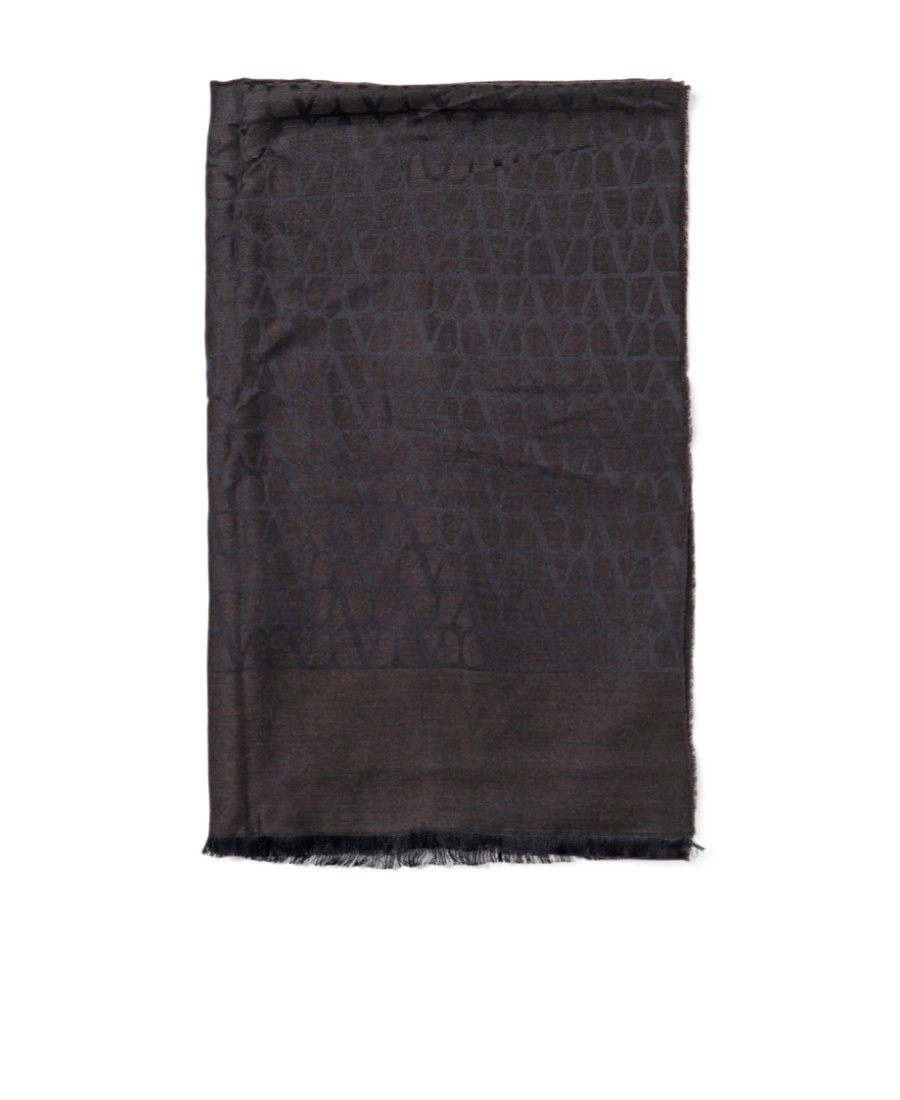 Valentino Color Jacquard Scarf In Black