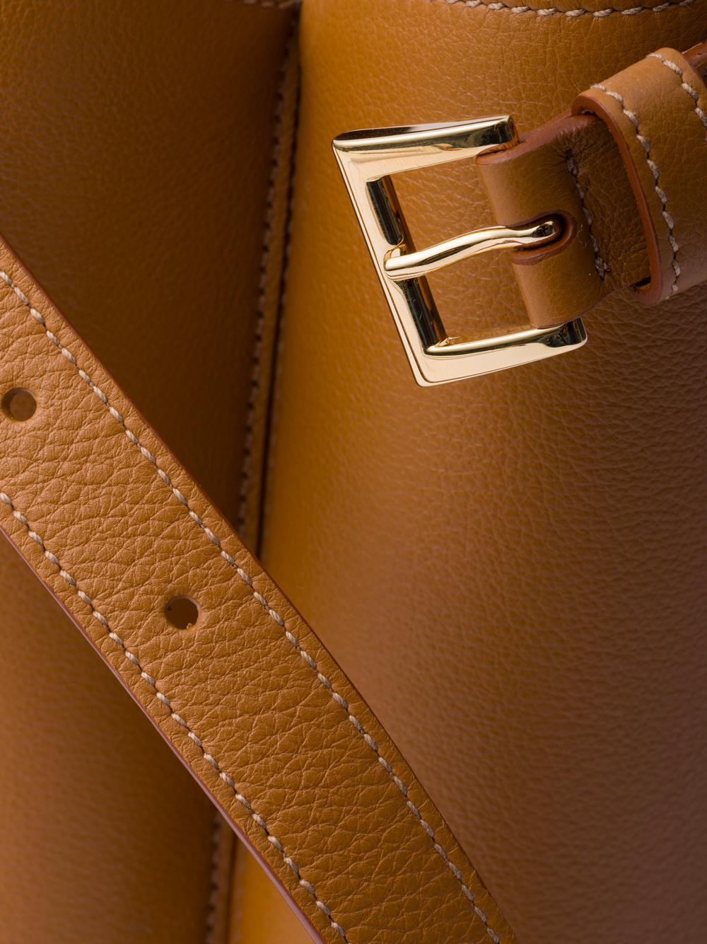 Prada Buckle Medium Leather Handbag With Double Belt In Brown