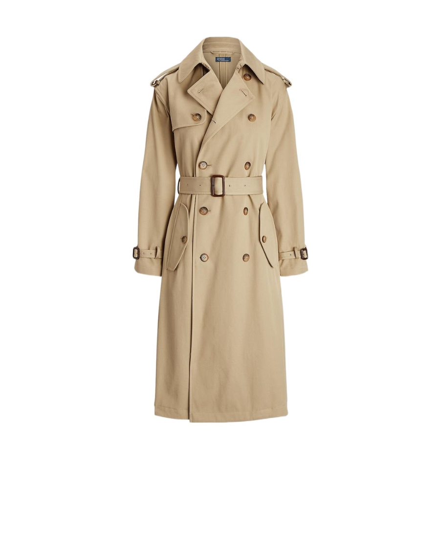 Shop Polo Ralph Lauren Double-breasted Belted Trench Coat In Nude
