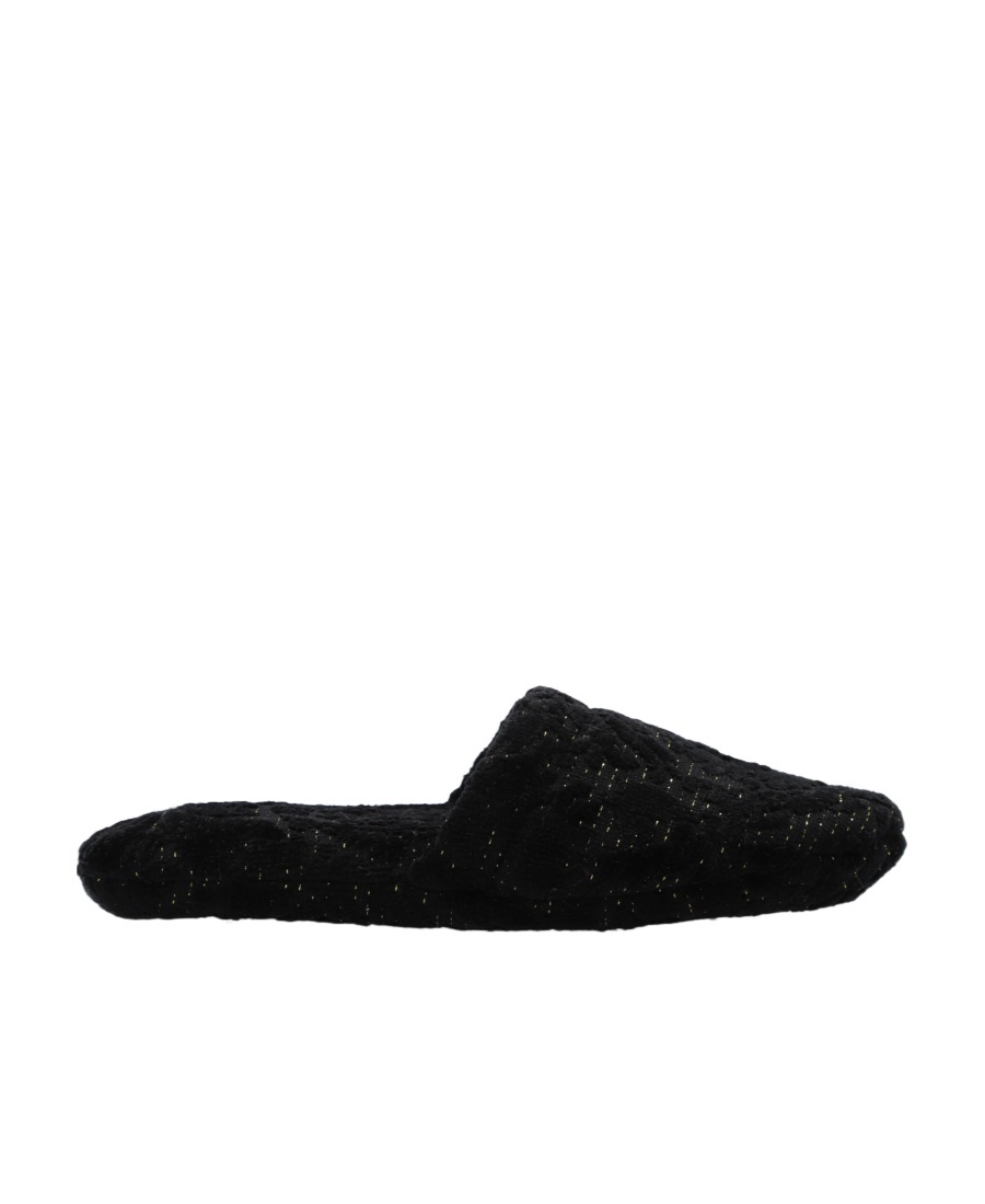 Versace Barocco Lurex Cotton-blend Slippers In Black