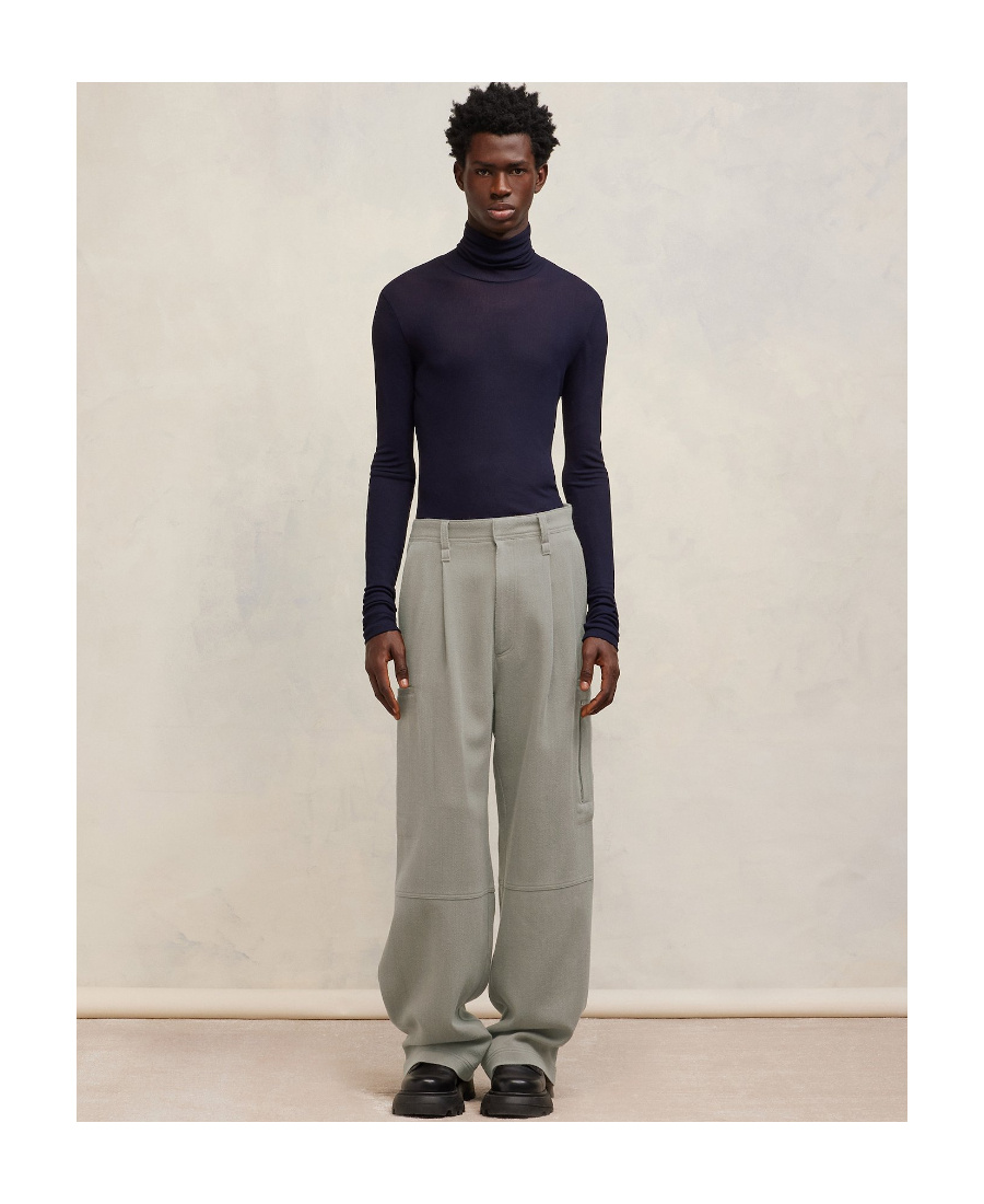 AMI ALEXANDRE MATTIUSSI AMI PLEATED WIDE-LEG CARGO PANTS 