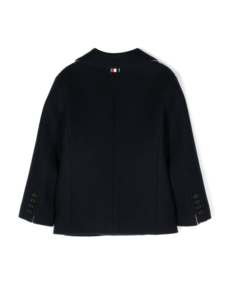 Thom Browne Double-breasted Peacoat In Black