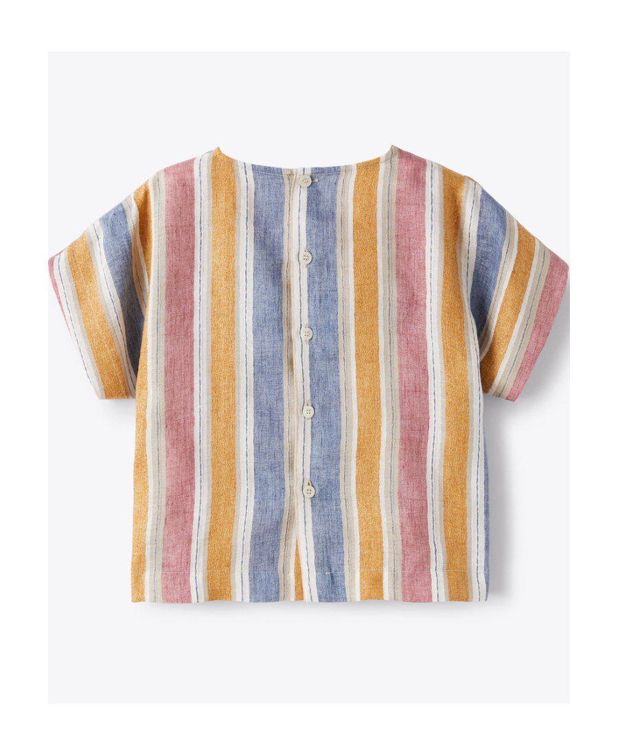 Il Gufo Striped Short-sleeved Top In Nude