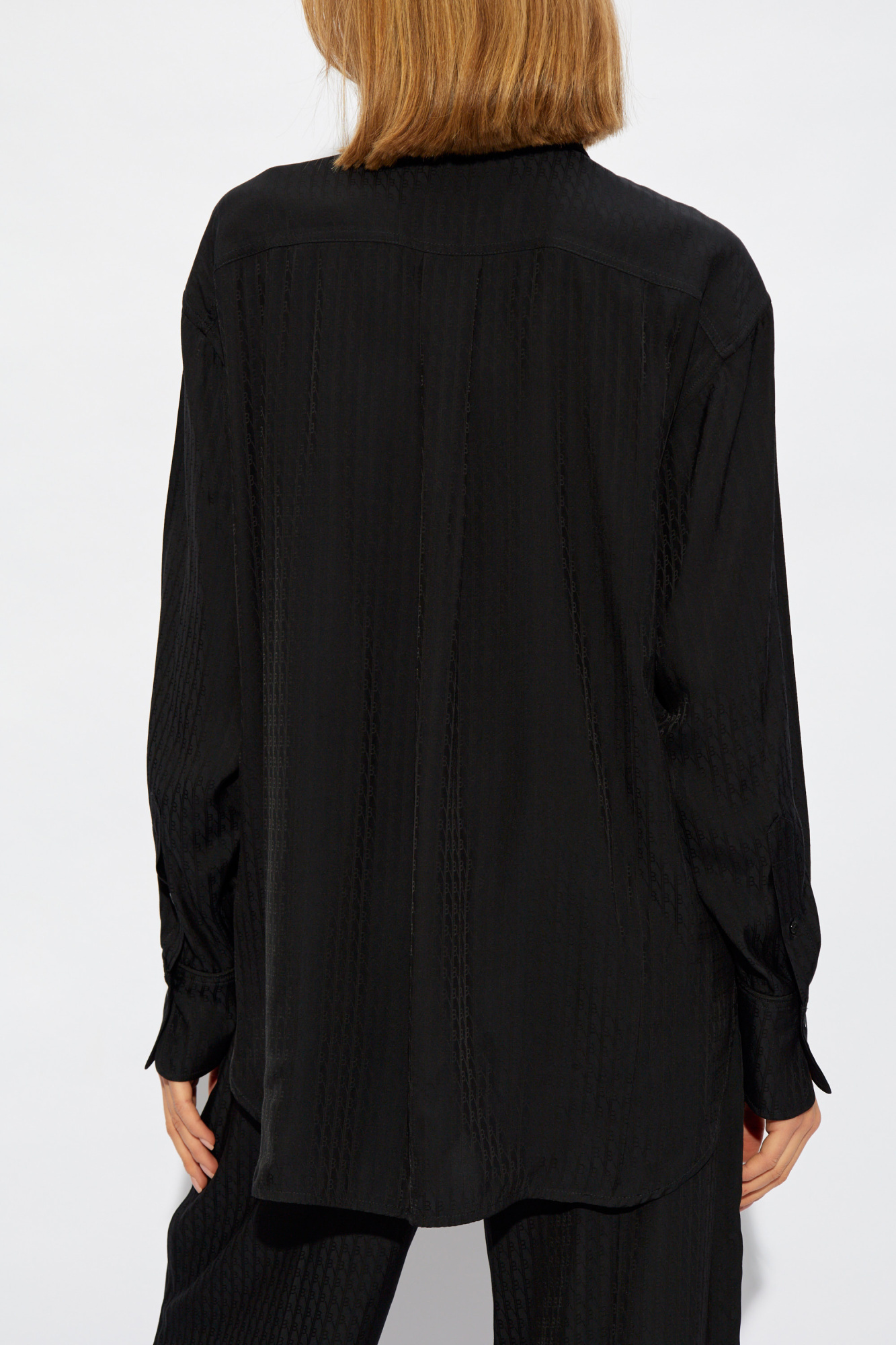 Shop Victoria Beckham Monogram-pattern Button-down Shirt In Black