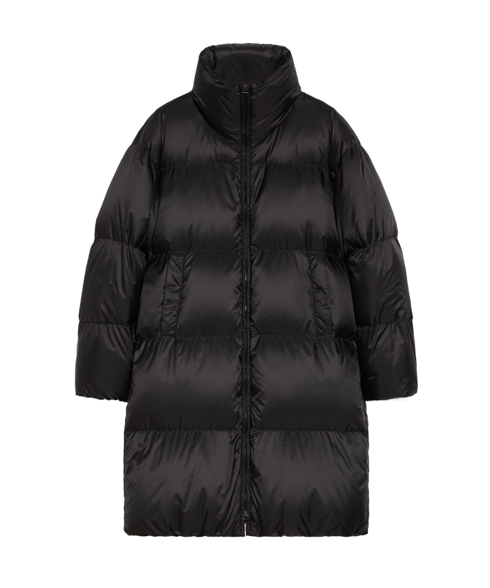 Max Mara Waterproof Long Down Jacket In Black