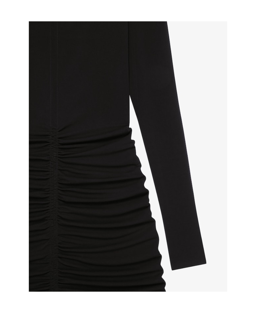 Givenchy V-neck Evening Ruched Dress In Black