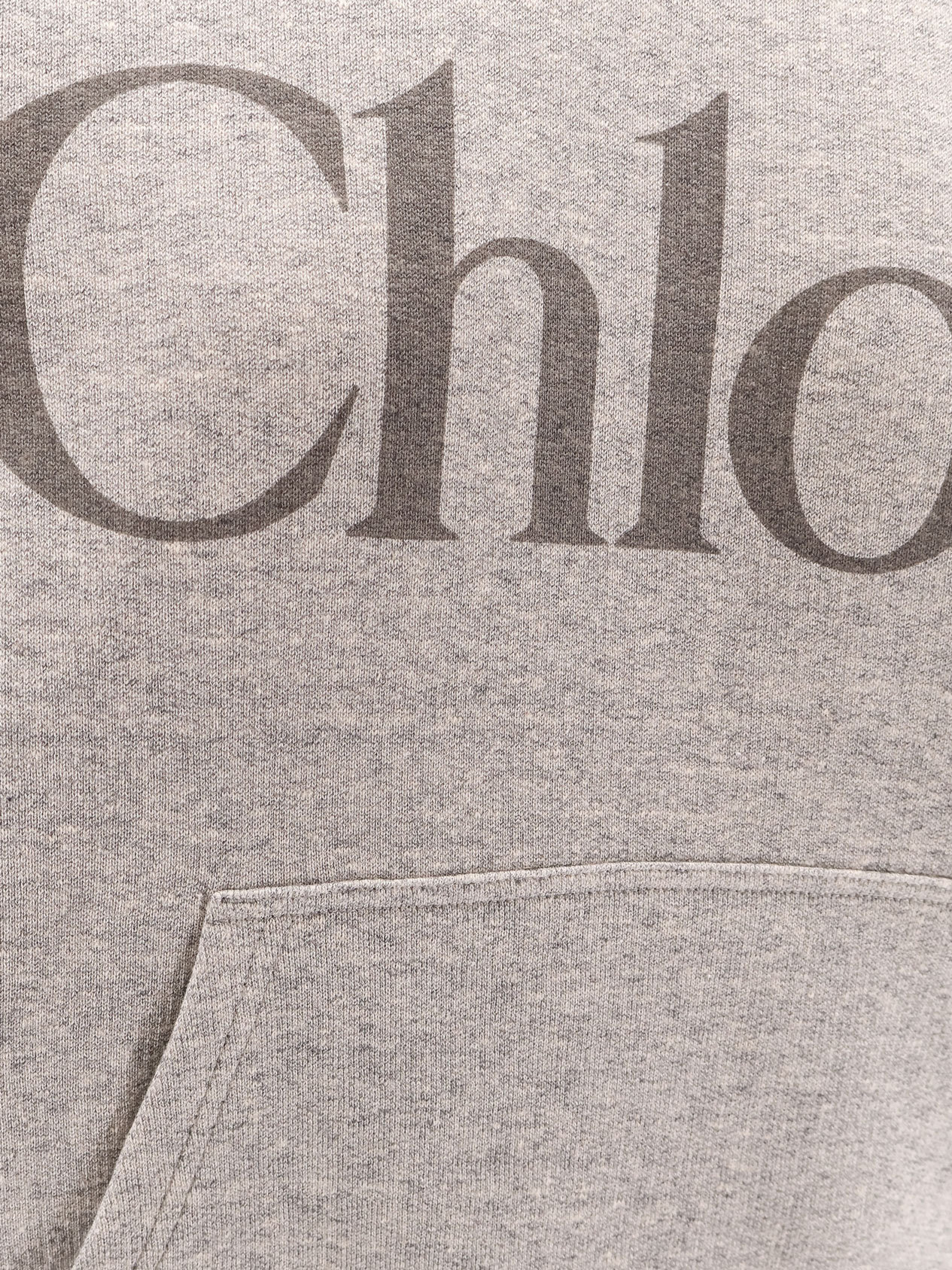 Chloé Hooded Cotton Blend Sweatshirt With Kangaroo Pocket In Brown
