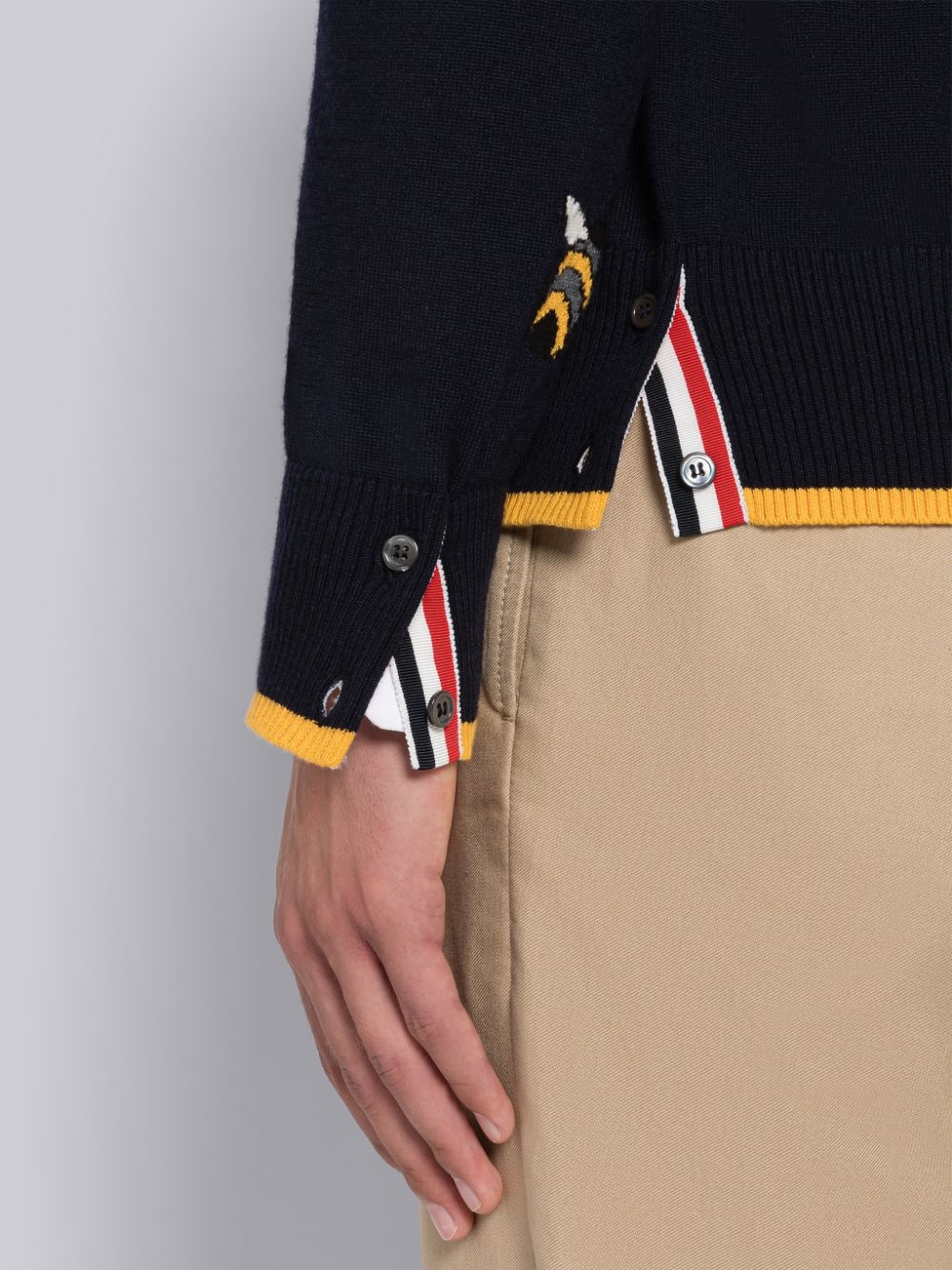 THOM BROWNE 4-BAR STRIPE INTARSIA-PATTERNED CARDIGAN