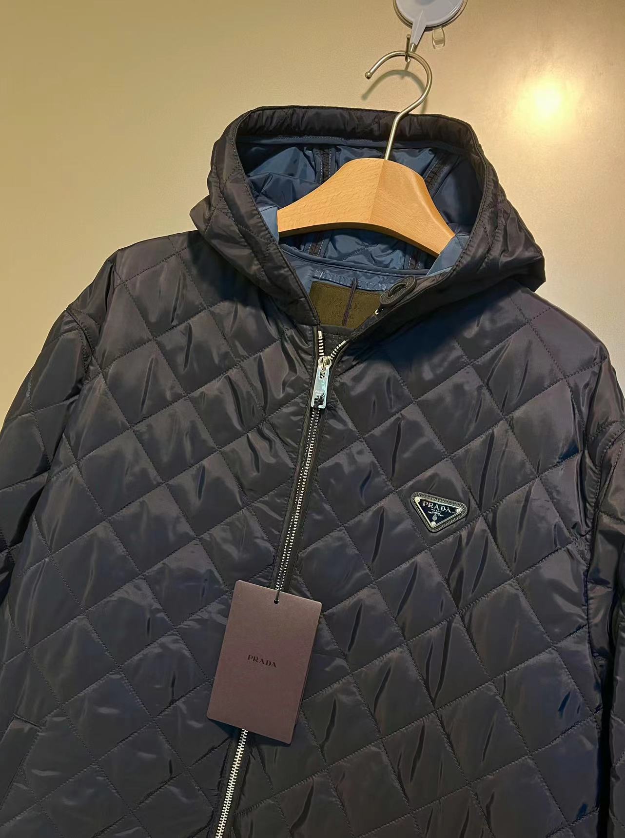 Prada Hooded Cotton Jacket In Brown