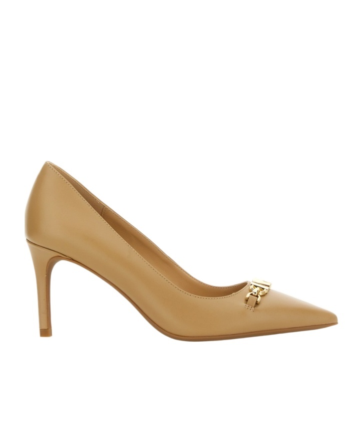 Shop Michael Kors 75mm Appliqué-logo Leather Pumps In Nude