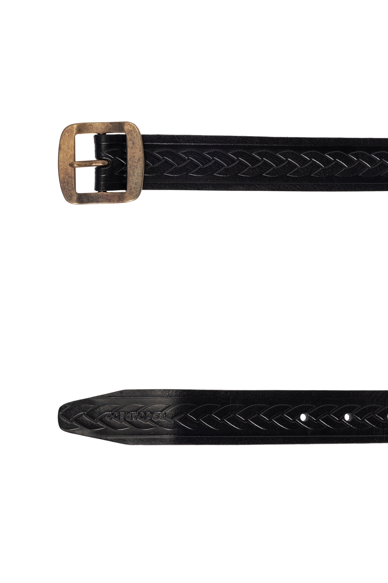 Dsquared2 Braided Leather Belt In Black