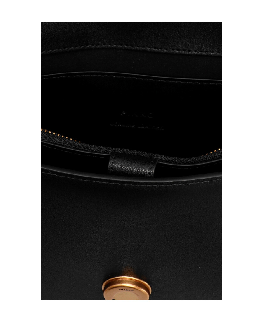Shop Pinko Love One Leather Crossbody Bag In Black