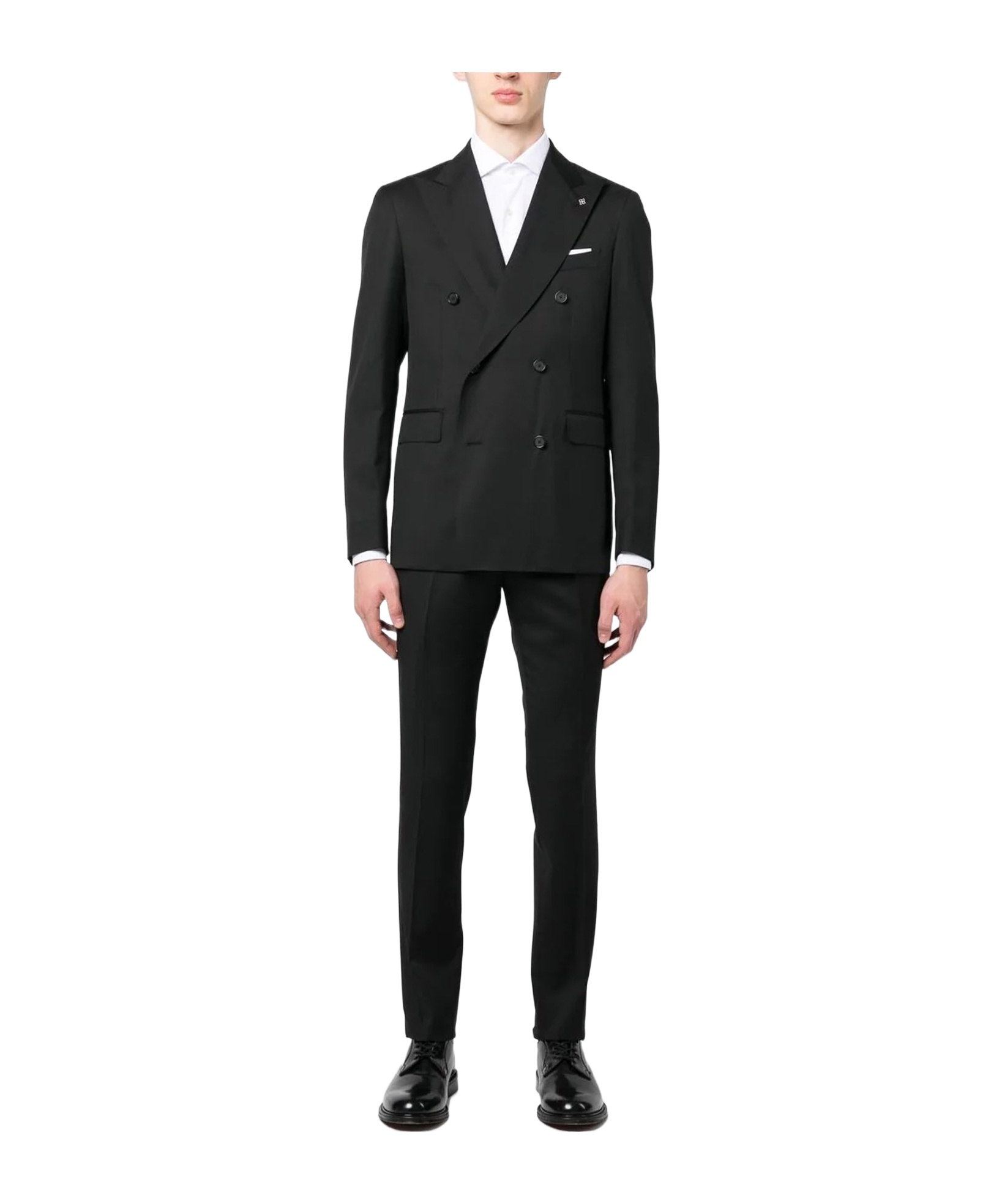 Tagliatore Naples Suit With Double Breasted Jacket In Black