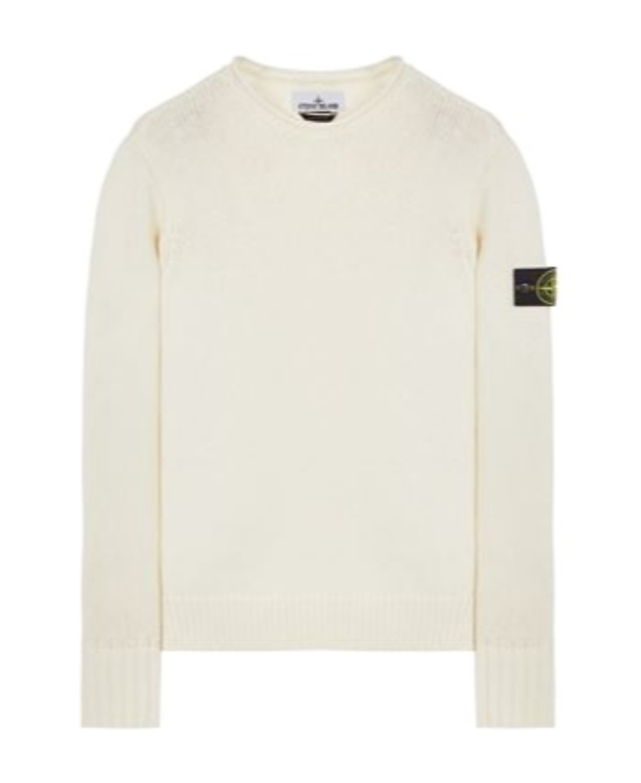 Stone Island Lightweight Geelong Wool Sweater In White