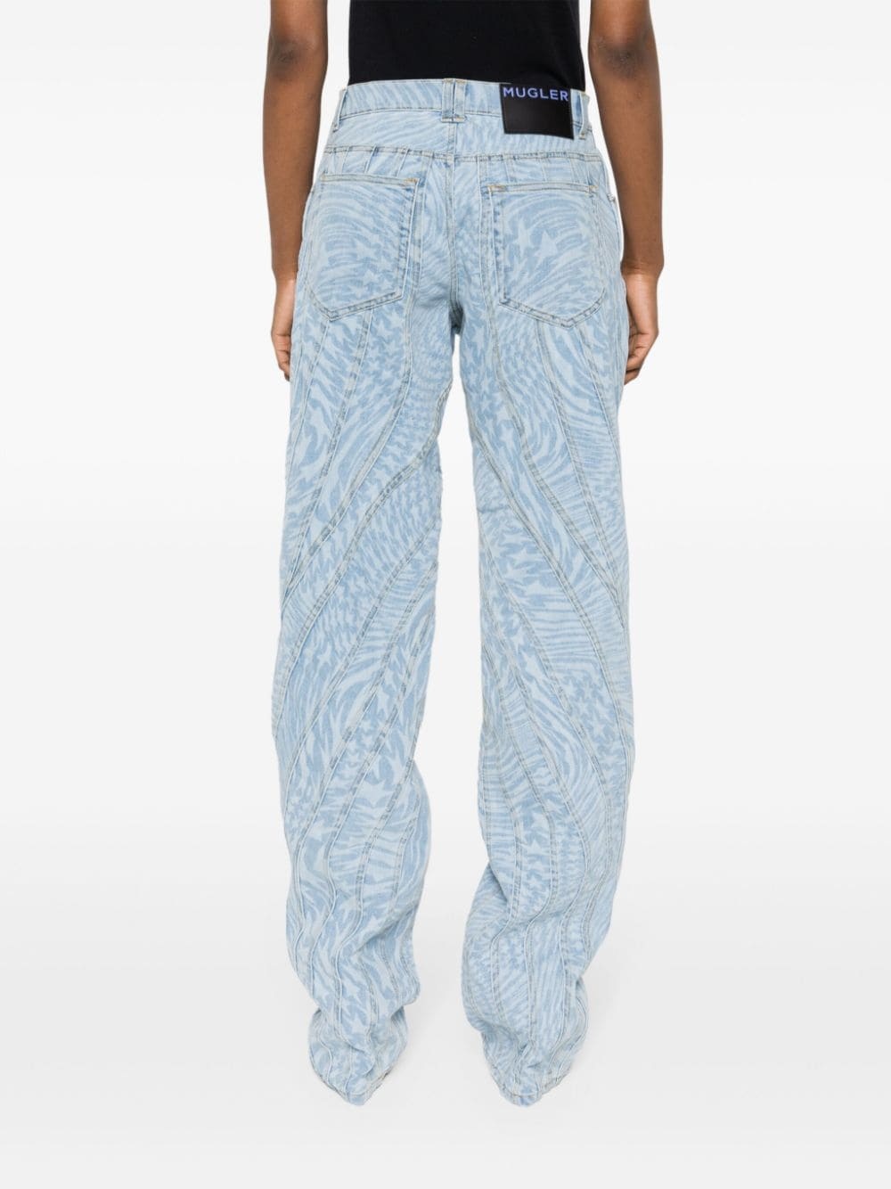 Mugler Star-print Tapered Jeans In Blue