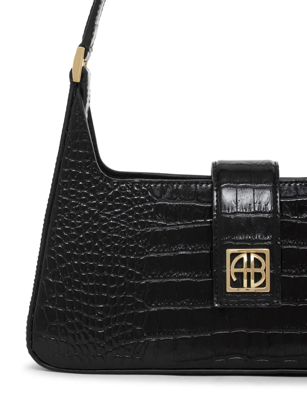 Shop Anine Bing Lou Shoulder Bag In Black