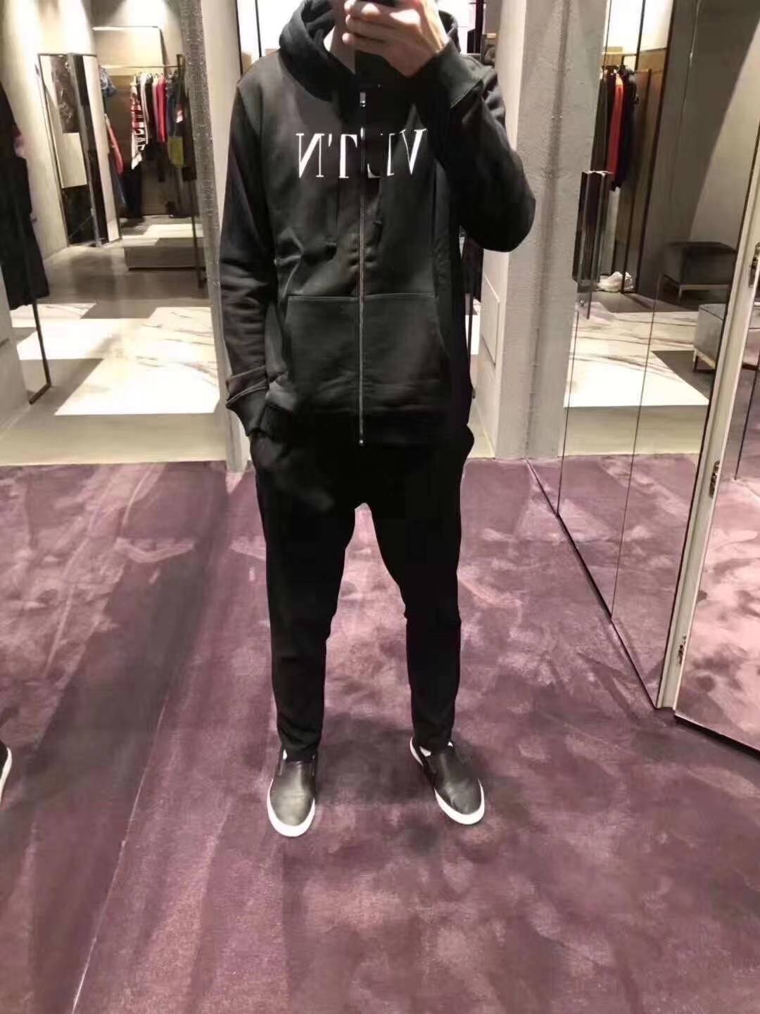 Valentino Vltn Print Hoodie In Black