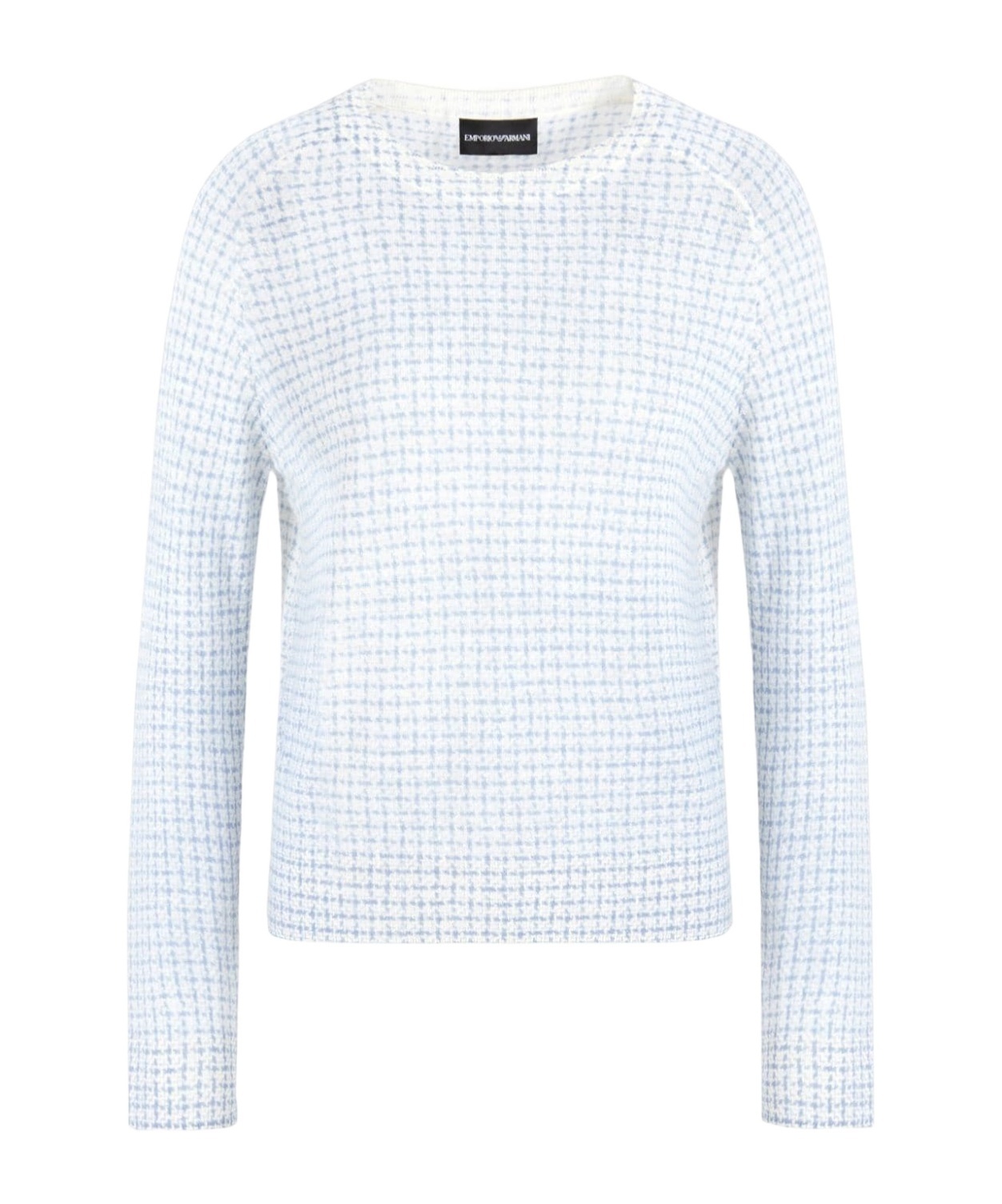 Shop Emporio Armani Translucent Knitted Shirt In White/blue