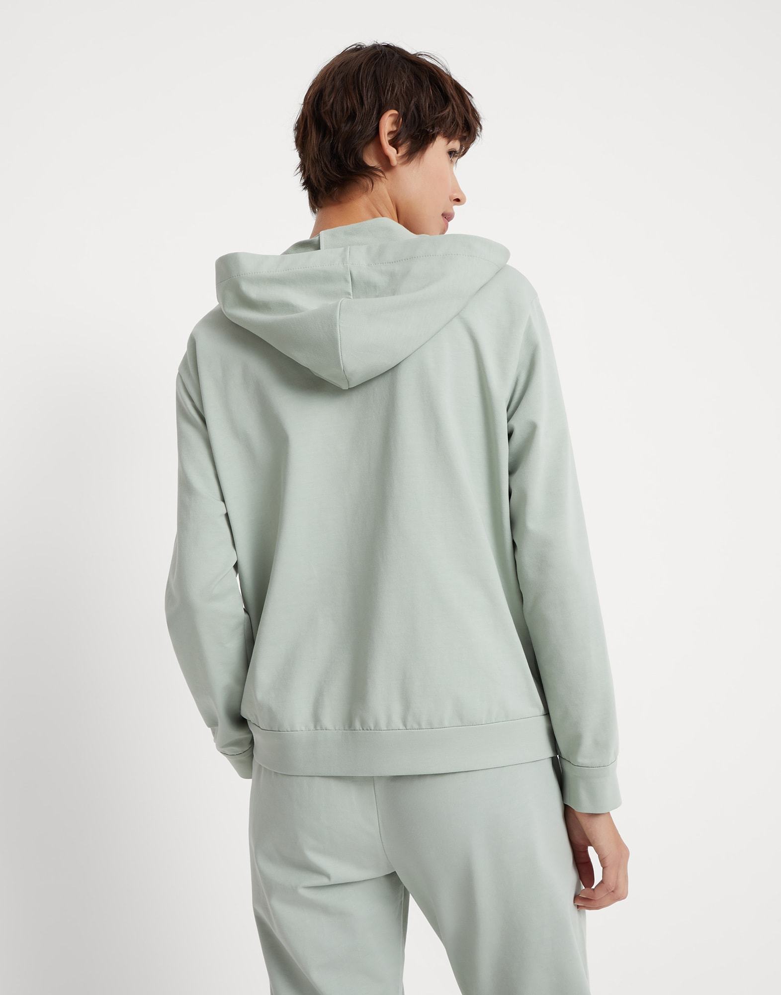 Brunello Cucinelli Lightweight French Terry Zip-up Hoodie In Green