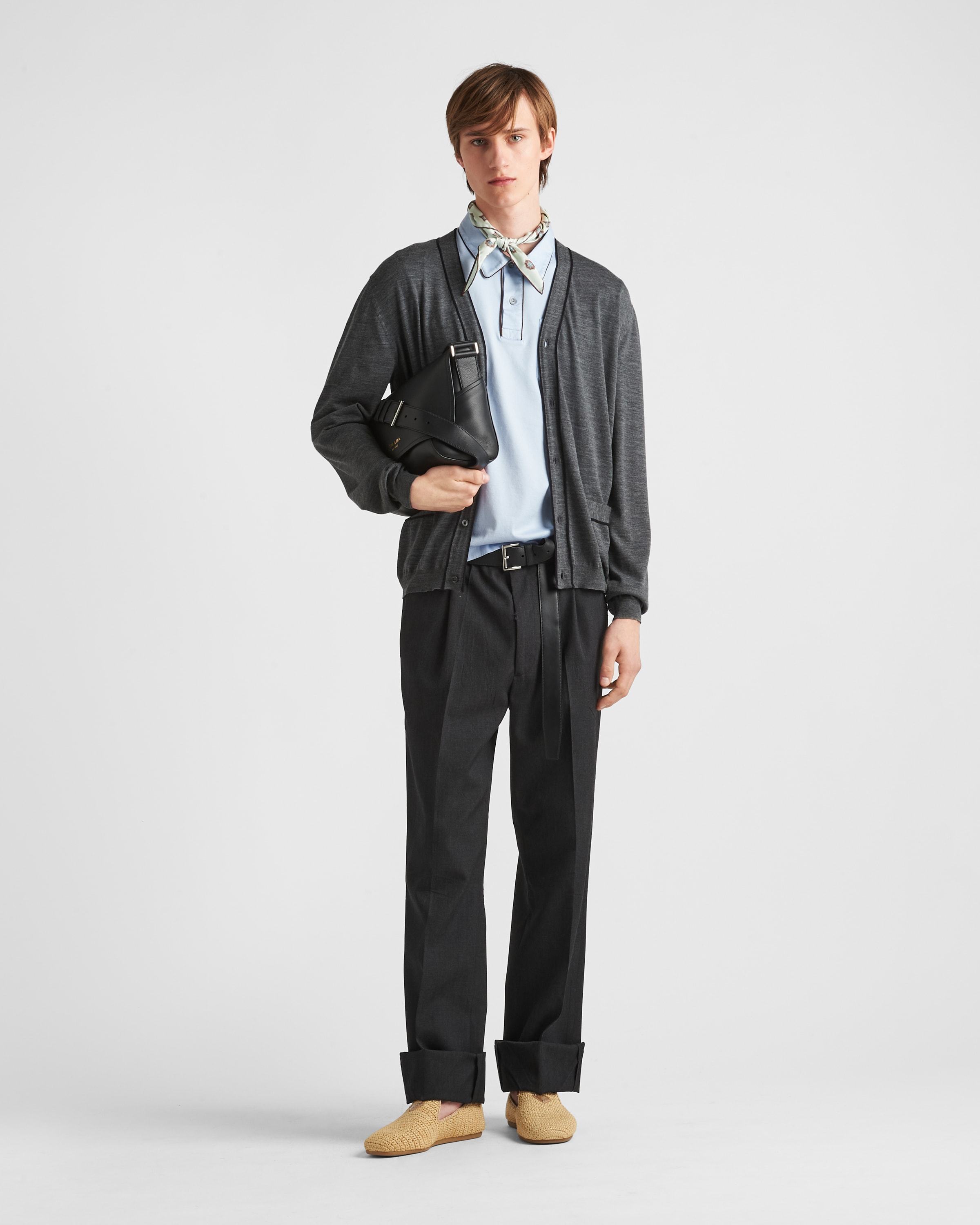 Prada Wool Cardigan In Slate Grey