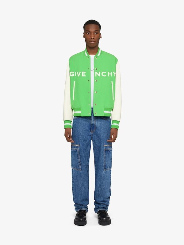 Givenchy 4g Wool-blend Varsity Jacket In Green