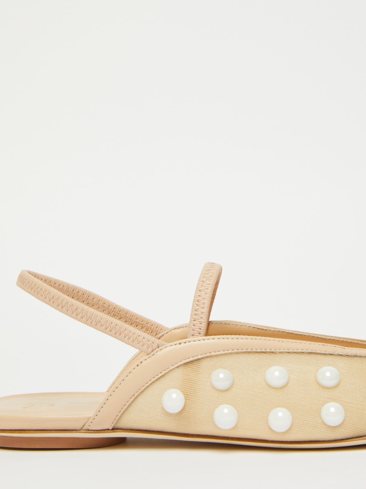 Weekend Max Mara Pearl-embellished Slingback Flats In Nude
