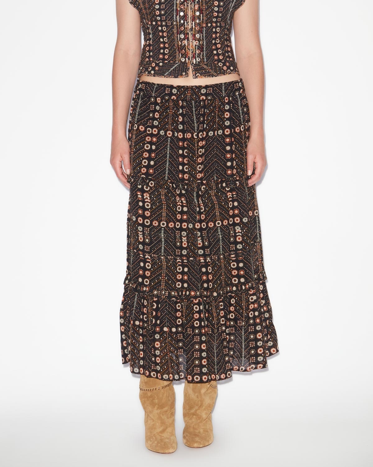 Isabel Marant Étoile Marant Etoile Women Diya Biologic Cotton Skirt With All-over Print In Black