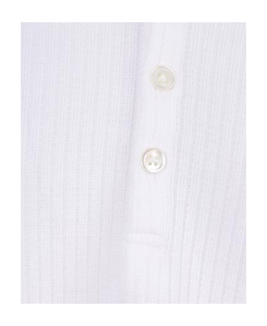 Thom Browne Short-sleeved Navy Polo Shirt With Patch In White