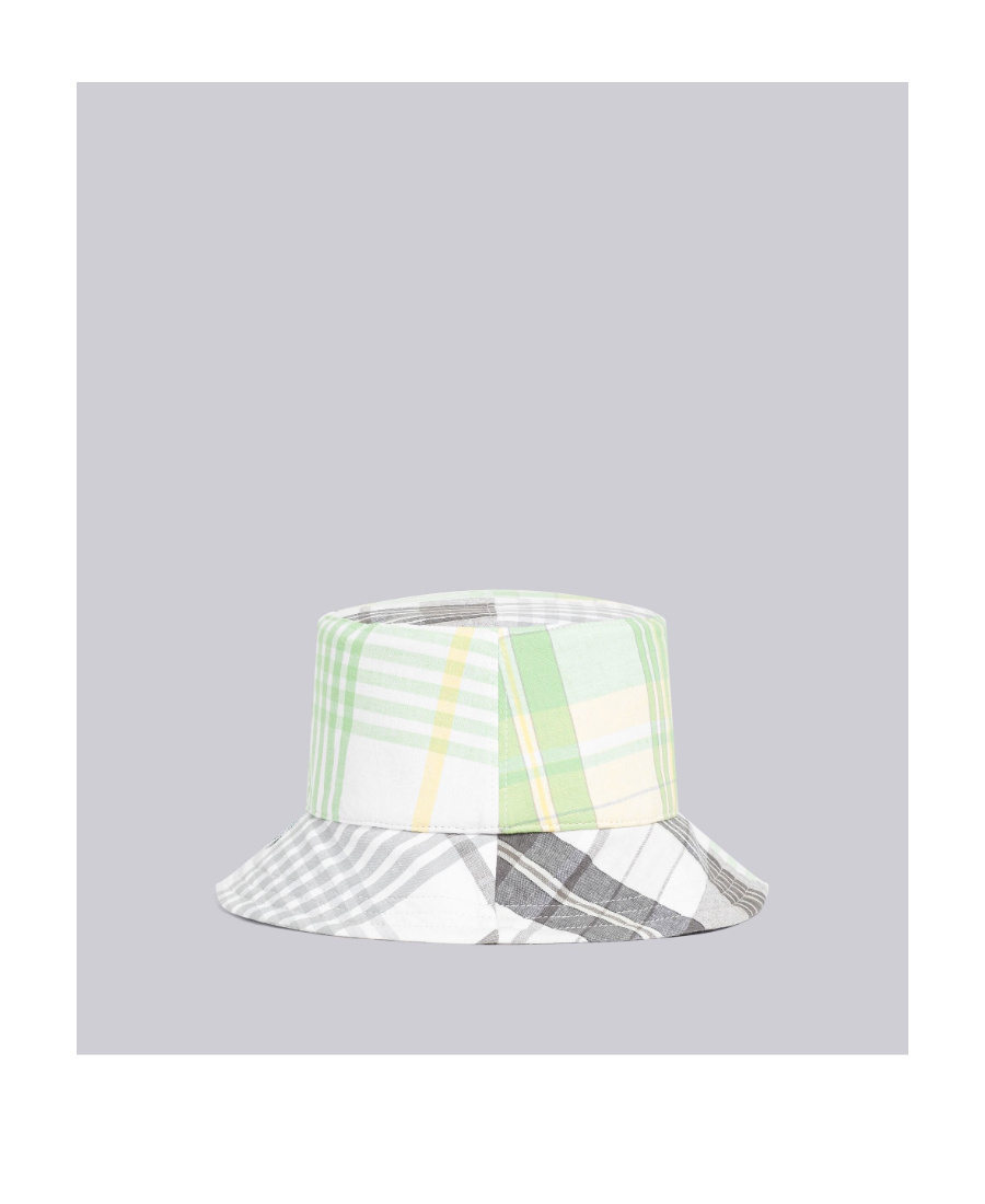 Thom Browne Checked Cotton Bucket Hat In White