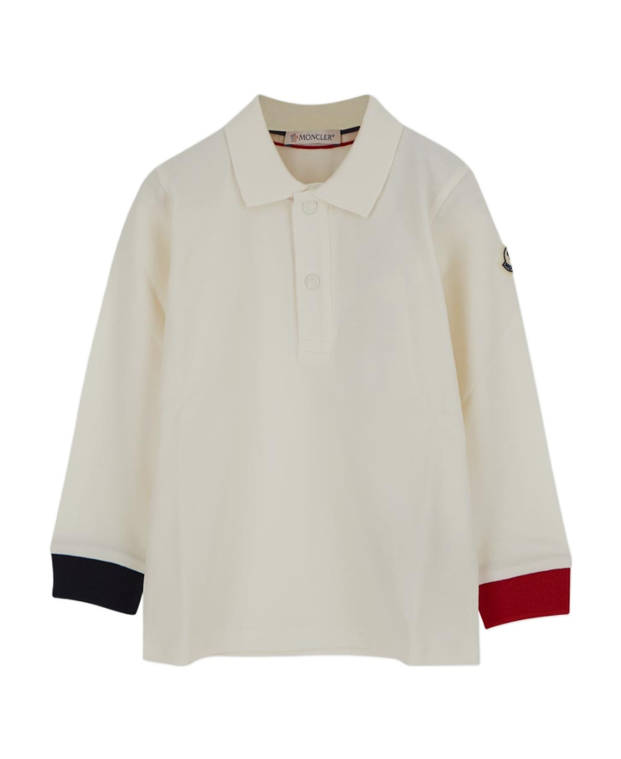 Moncler Button Detailed Long-sleeved Polo Shirt In White