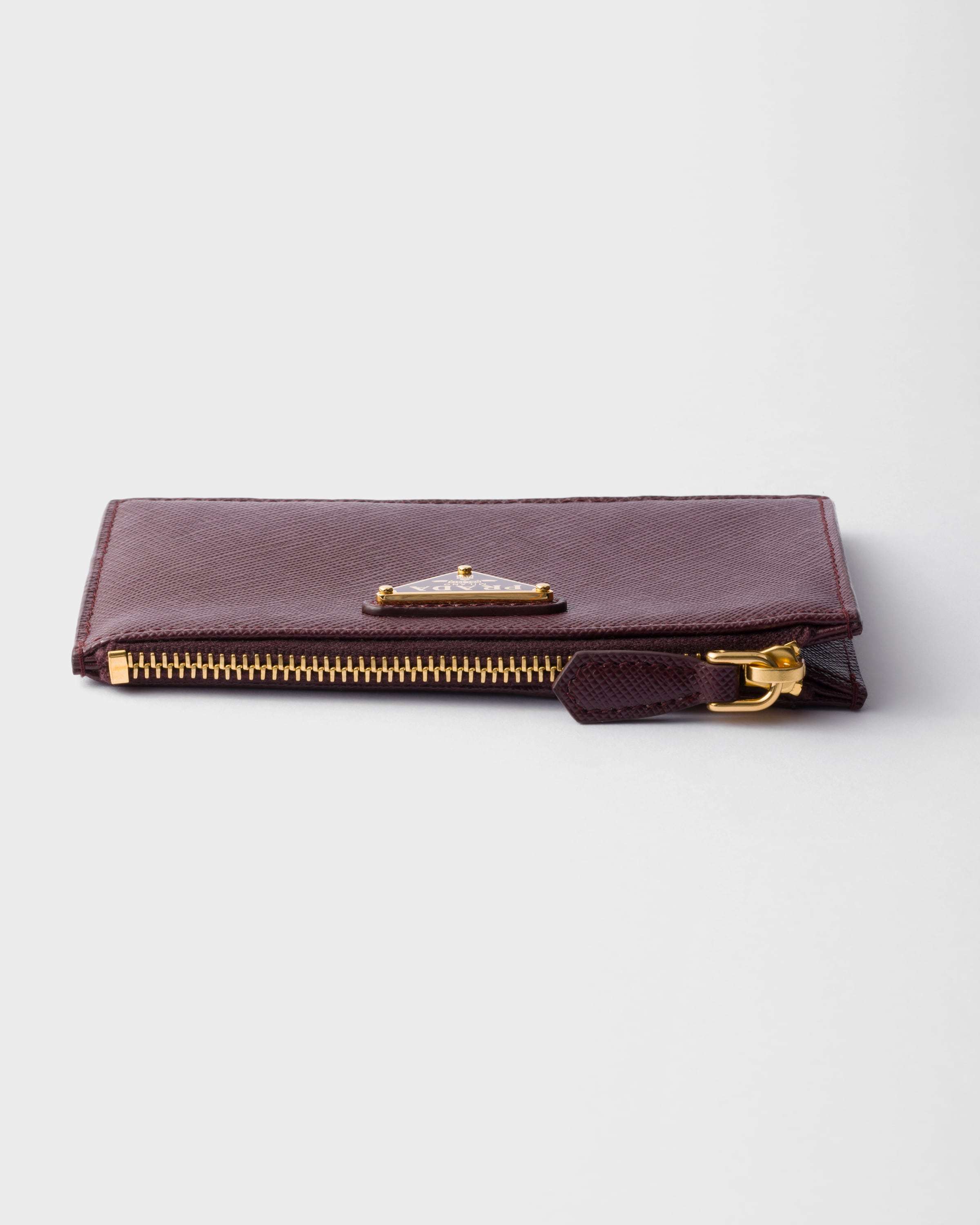 Prada Saffiano Leather Cardholder In Burgundy