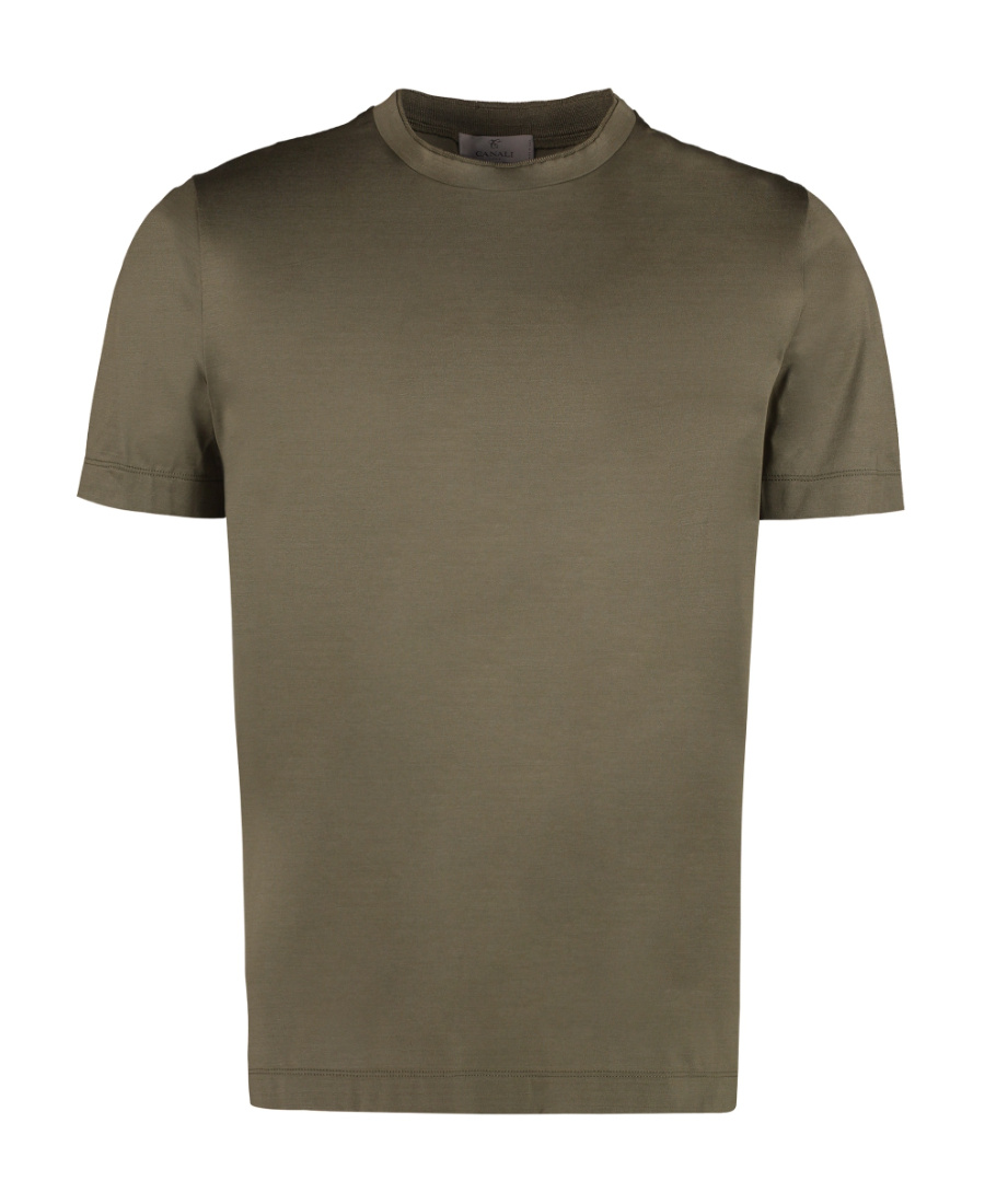 Canali T-shirt With Round Neck And Short Sleeves In Green
