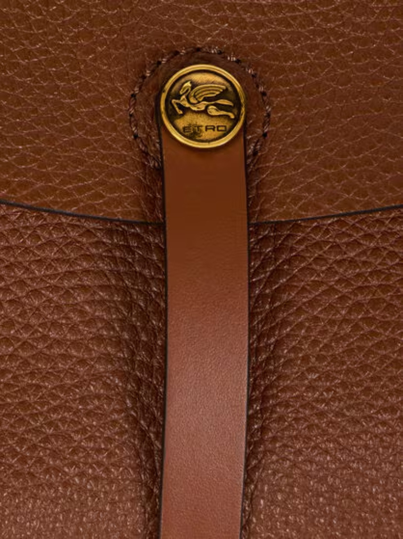 Etro Medium Leather Pony Bag In Brown