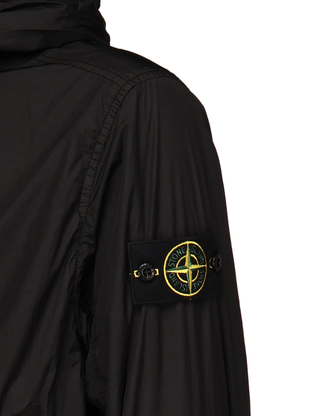 Stone Island Logo Patched Windbreaker In Black