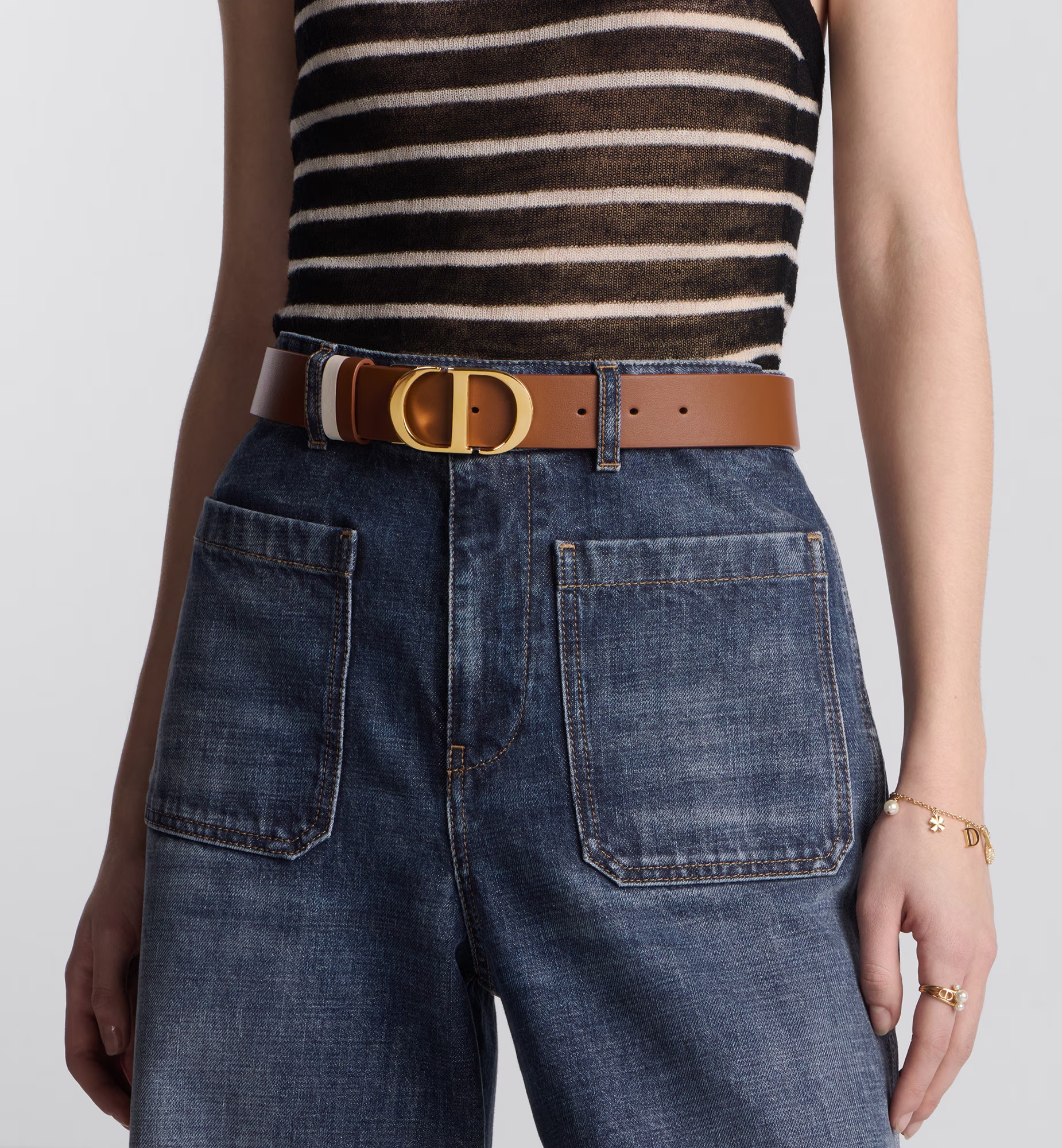 Dior 30 Montaigne Double-sided Belt In Brown