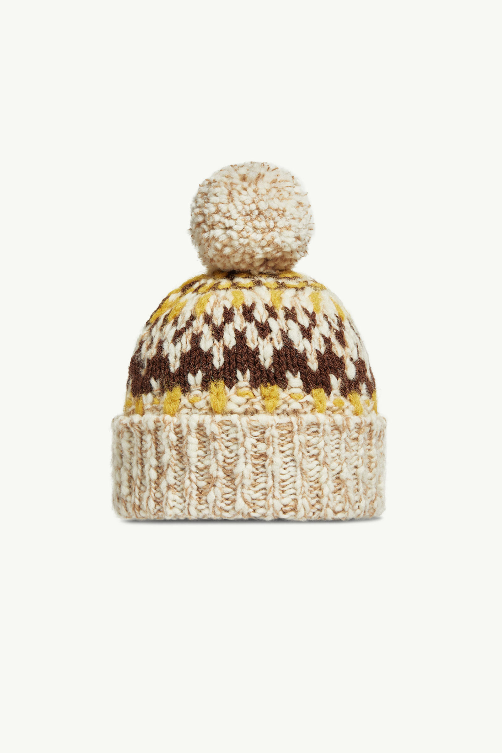 Moncler Woll Blend Jacquard Beanie With Pom Pom In Neutral