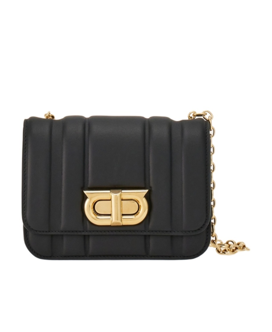 Ferragamo Gancini Twist-lock Crossbody Bag In Black