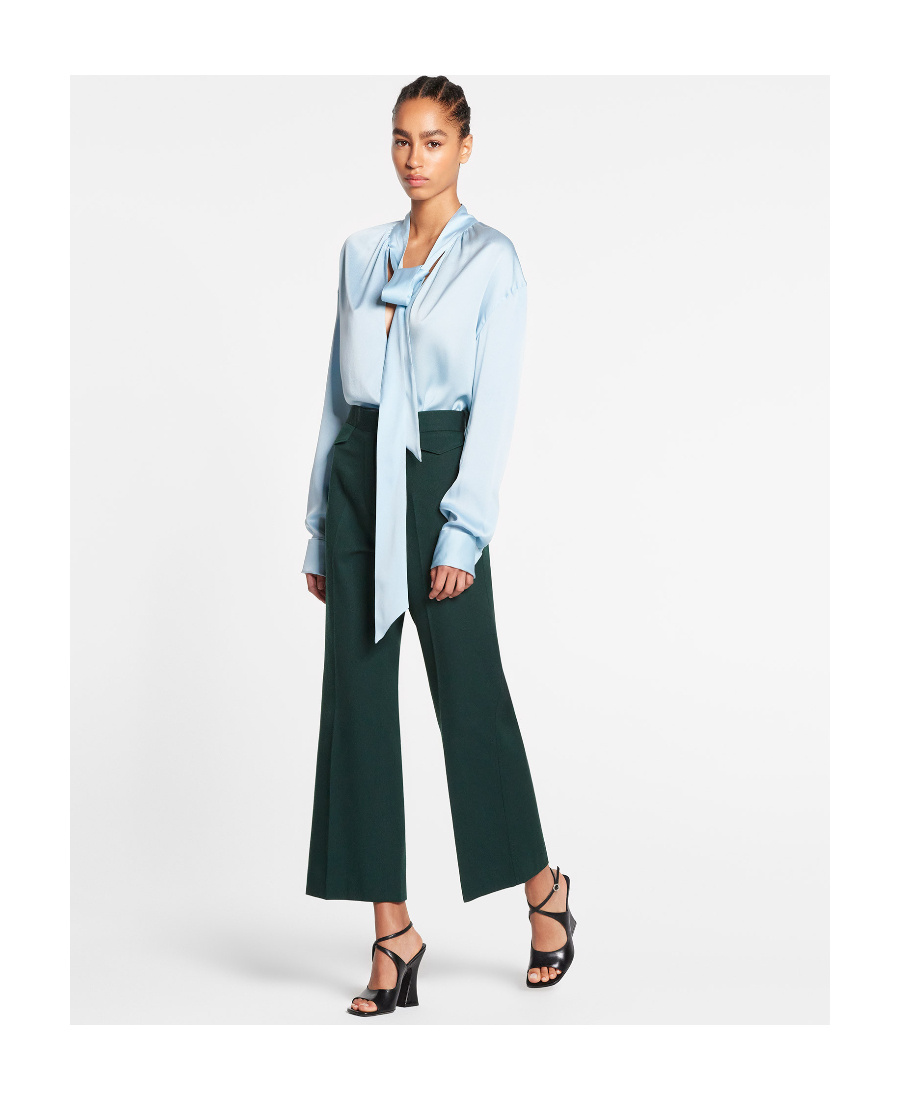 Lanvin Satin Top Sleeves Bow Detail In Blue
