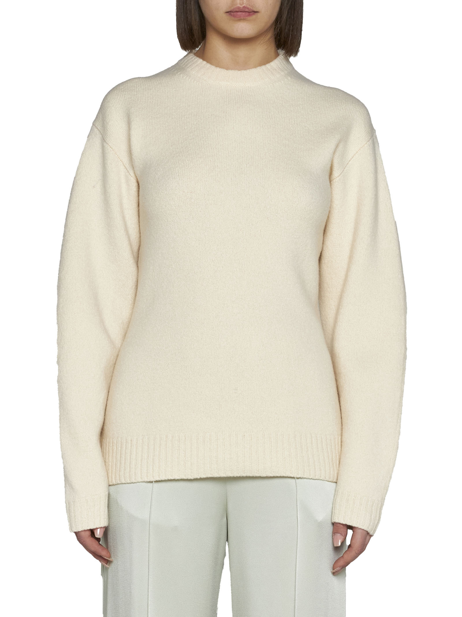 Shop Jil Sander Crew-neck Wool Jumper In White