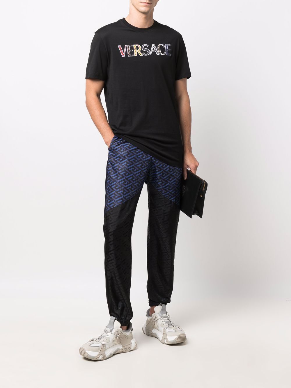Versace Logo Print T-shirt In Black