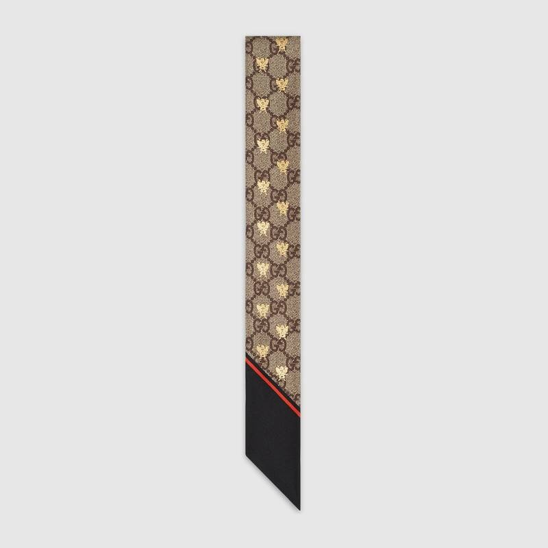 GUCCI GG BEES SILK NECK BOW