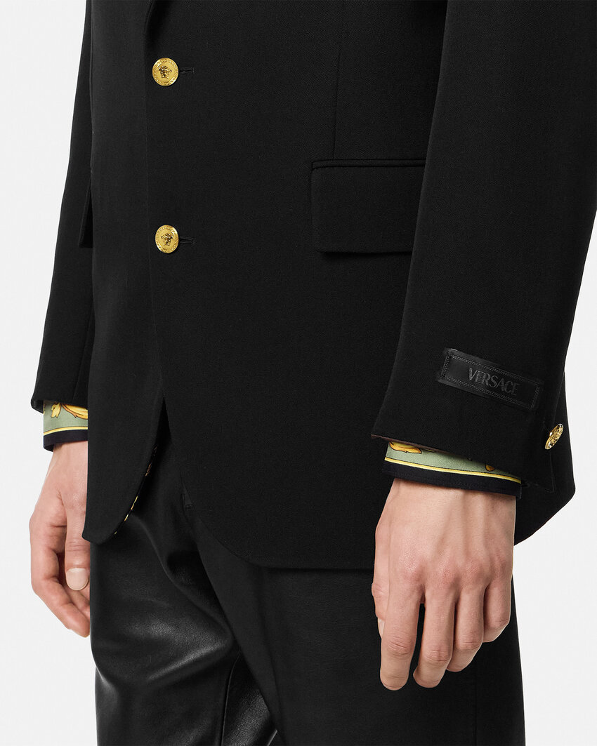 Versace Tailored Single Breasted Blazer With Notched Lapels In Black