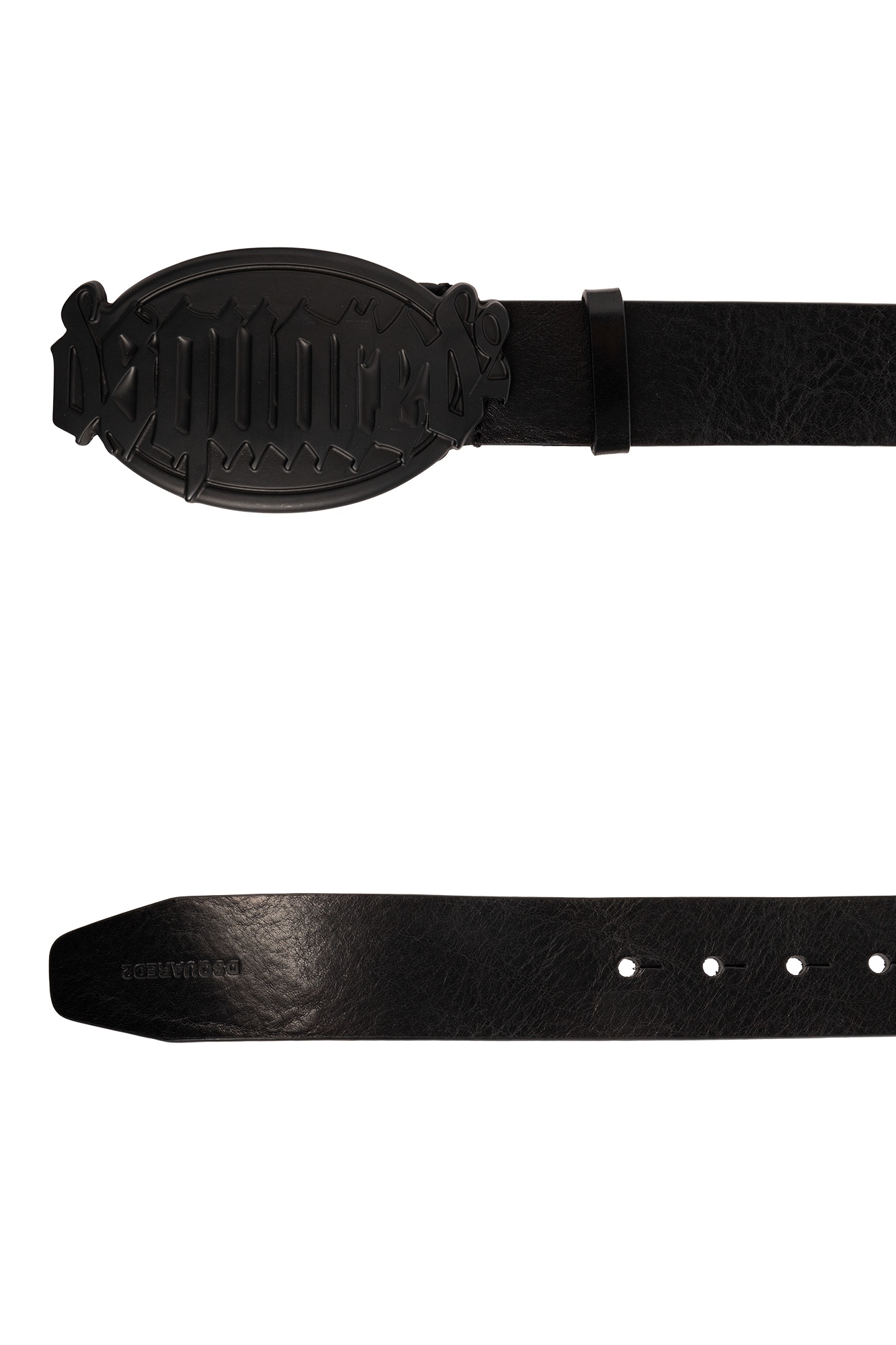 Dsquared2 Leather Belt With Logoed Buckle 40mm In Black