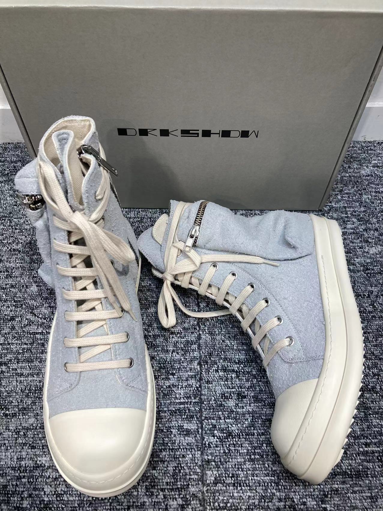 Rick Owens Drkshdw Tie High-top Casual Sneakers In Gray