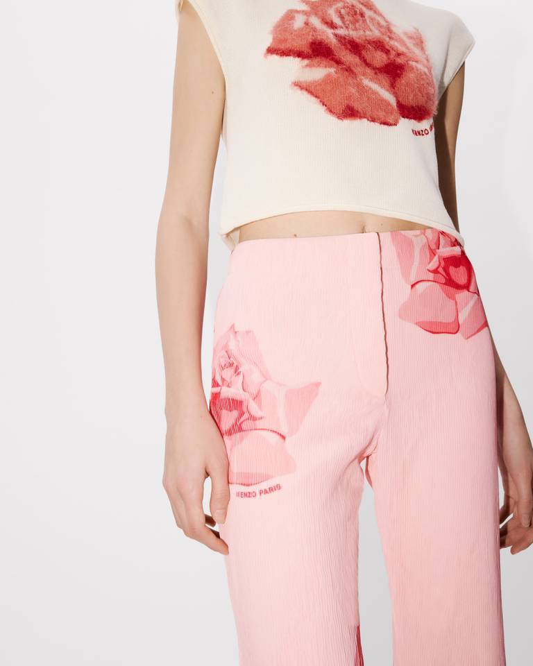 Kenzo Rose Print Flared Pants In Pink