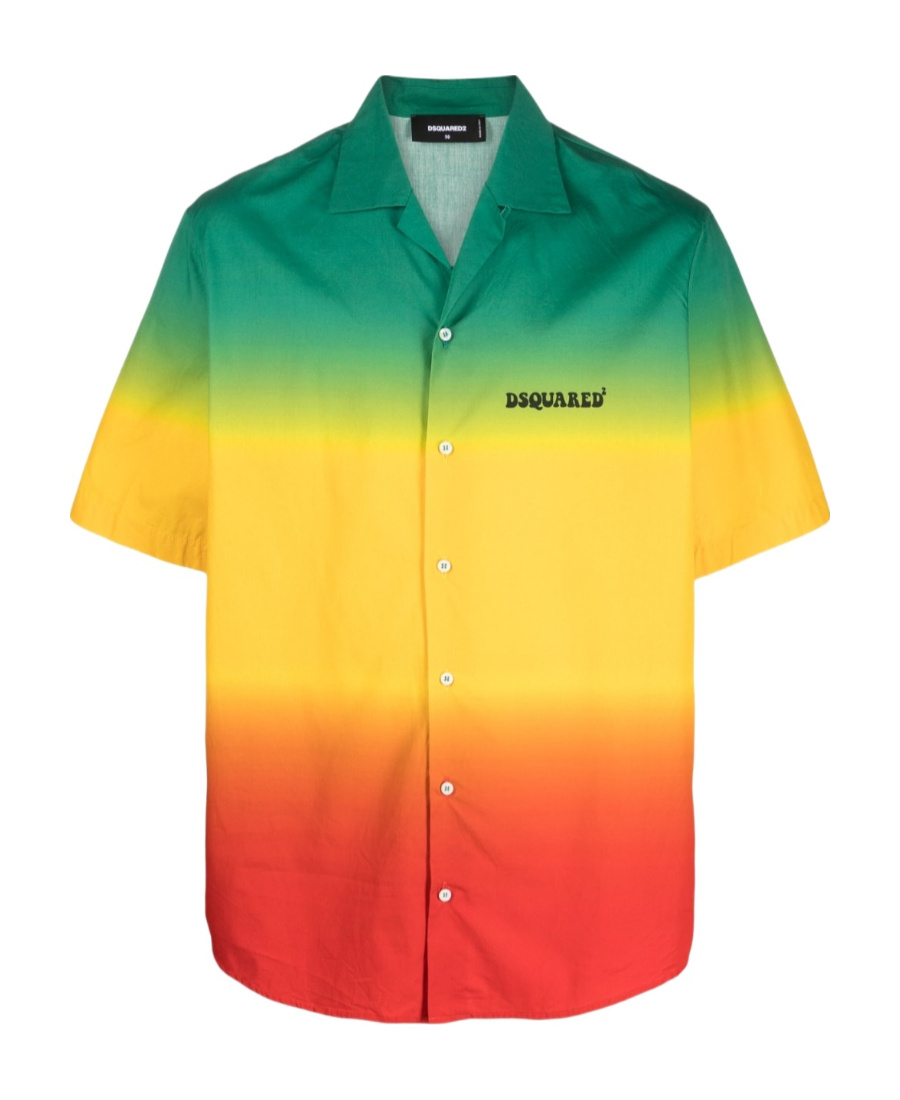 Dsquared2 Ombré-effect Short-sleeve Shirt In Green