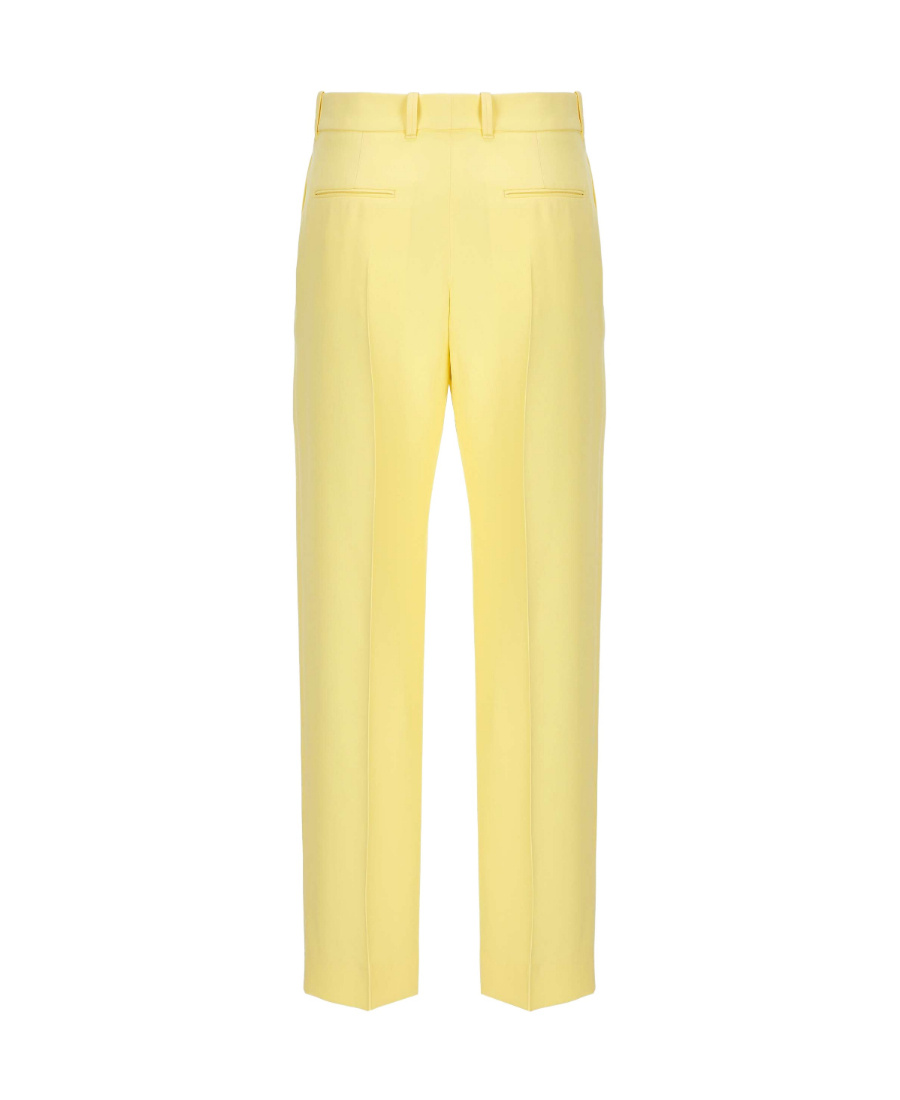Chloé Straight-leg Ankle Silk Crepe Trousers In Yellow