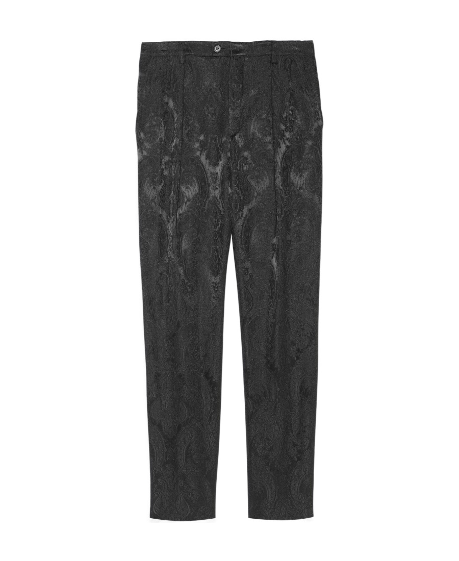 Saint Laurent Paisley Jacquard Straight Trousers In Black